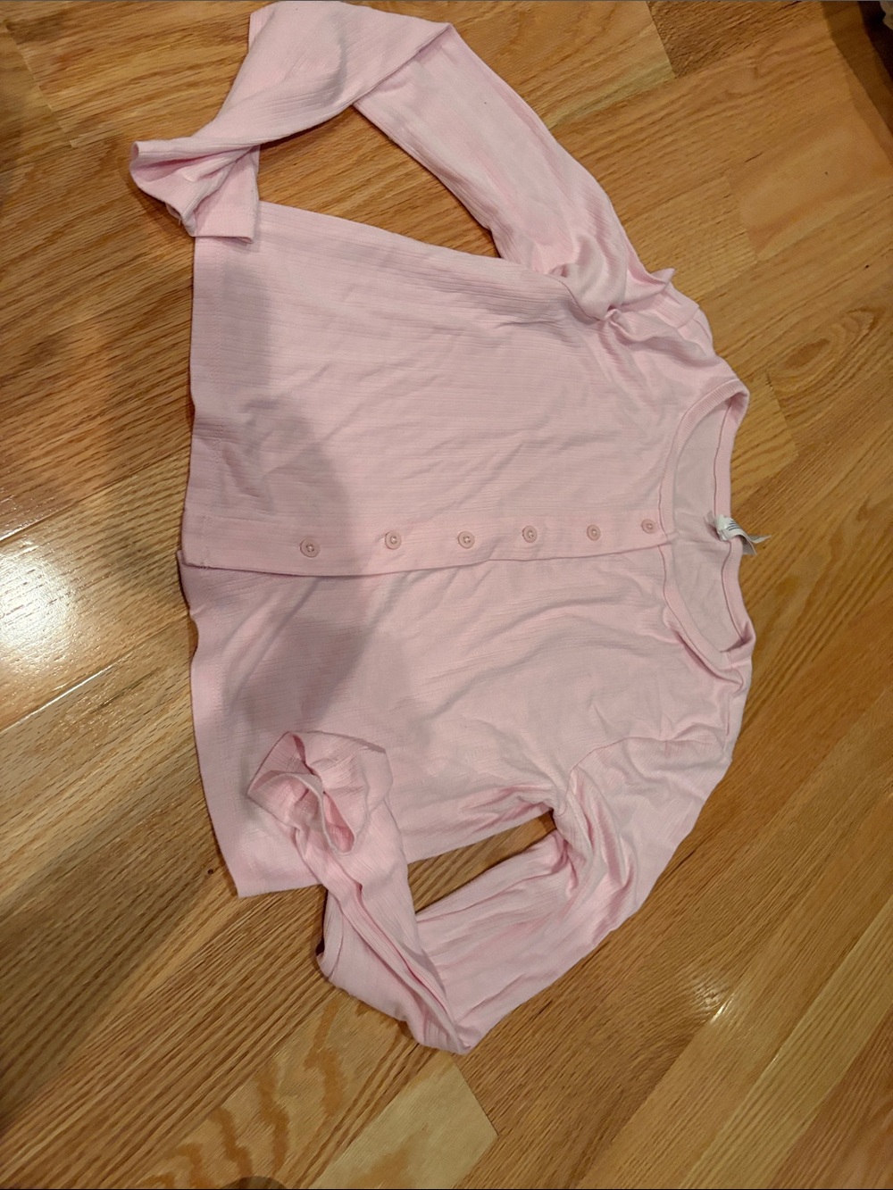 Auden Light Pink Ribbed Button-Front Long-Sleeve Pajama Top